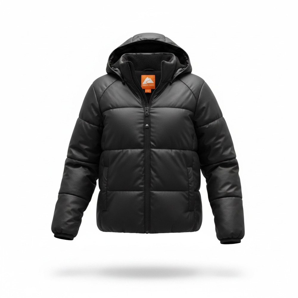 Girls Ozark Trail Black Hooded Quilted Puffer Winter Jacket Size Large